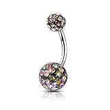 Alexandria Belly Bar Swarovski Crystal Dark Blue
