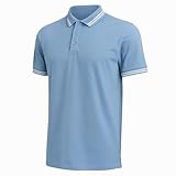 YG3 Mens Polo Shirts Short Sleeve Lightweight Golf Casual Collared Top Breathable Moisture Wicking Work Shirts (UK, Alpha, L, Regular, Regular, Blue)