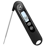 DOQAUS Meat Thermometers, 3S Instant Read Food Thermometer, Accurate Meat Thermometer Probe With Backlight, Foldable Long Probe, Auto On/Off, Cooking Thermometers for Kitchen, BBQ, Water, Milk(Black)