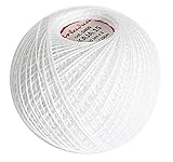 Cotton Crochet Yarn Double Mercerized Thread 220yd/200m Ball 1.05oz/30g Knitting Tatting Emroidery Size 15 White (0400)