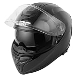JDC Motorcycle Helmet Full Face - Retractable Double Visor ECE 22.06 - SABRE - Black - M