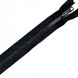 Plush Addict Heavy Duty Chunky Plastic Open-Ended Zip Fasteners for Sewing, Crafts, Clothing and Accessories - Black - 26" (66cm)