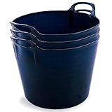 Neat Plastics 42L Flexi Tubs 3 Packs - Versatile Large Garden Tubs with Handles, Handy Builders Buckets Heavy Duty, Ideal Bath Bucket & Flexi Bucket, Durable Flexible Buckets for Home & Garden (Navy)