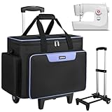 LEFOR·Z Rolling Sewing Machine Case with Wheels,Sewing Machine Carrying Bag,Trolley Tote Bag Fits for Most Standard Singer,Brother,Janome Sewing Machine and Accessories,Black