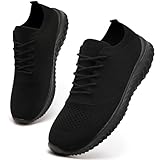 IVQDZL Ladies Trainers Women Running Shoes Sneakers Walking Gym Tennis Work Training Non Slip Workout Lightweight Breathable Trainers Black Size 5 UK