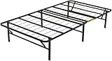 Amazon Basics Single Foldable Platform Bed Frame with Steel slats, Tool-Free Assembly, Under-Bed Storage, Black, Single 90x200