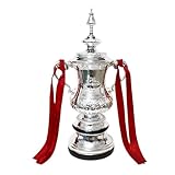 YYDSTES Football Fa Cup Trophy Replica With Color Ribbon Soccer Champion Trophies Fans Office Home Decoration Memorabilia Collection Display Ornaments Resin,16cm