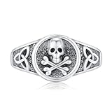 Skull Rings Men 925 Sterling Silver Adjustable Skull Ring Unisex Skull Jewellery Skull Gifts for Men Women…