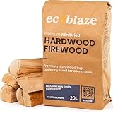 9KG Ecoblaze Premium Kiln Dried Hardwood Logs - Fire Logs, Firewood, Kindling Wood, Fire Pits & Pizza Oven Wood - High Heat Log For BBQ, Hardwood Woods for Wooden Burner - Eco-Friendly and Sustainable