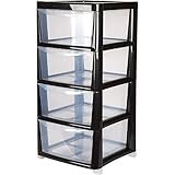 4 Drawer Large Plastic Storage Drawer Tower - Black - Perfect for Schools,Offices and Children's Toys