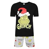 Label Cutters Mens The Grinch Short Pyjama Set Christmas PJ Night Wear Naughty & Nice Theme (Naughty/Nice L)