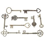 9PCS Big Large Antique VTG Old Brass Skeleton Keys Lot Cabinet Barrel Lock
