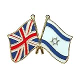 UK Israel Flag Pin Badge, Britain Israel Flag Friendship Lapel Pin - Bulk Pins, Metal Patriotic Union Jack Israeli Lapel Flag Pins Badge - England Souvenir Israel Gifts for Jewish Decoration (1PC)