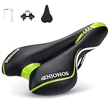 ENJOHOS Bike Saddle Waterproof, Bike Seat, Bicycle Cushion Suitable for MTB Mountain Bike, Folding Bike, Road Bike (Green)
