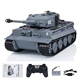 wheelfun Taigen 1/24 RC Battle Tank Tiger I RC Infrared Combat Military Tanks End-Term Chassis Recoil LED Flash Gray