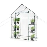 BARGAIN FACTORY 3 TIER Walk In Garden Greenhouse with 6 Shelves and Weatherproof PVC Plastic Cover – Plant House for Garden Easy No Tool Assembly Ideal for Growing Vegetables, Flowers, Herbs
