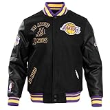 Pro Standard Men's NBA Retro Classics Ribbed Wool Varsity Jacket, Black/Purple/Yellow, L