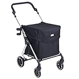 Shopping Trolley on Wheels | Alexander Graham 4 Wheel Model | New Easy Fold Frame | Large Shopping Cart with Front Swivel Wheels Makes it Light and Easy to Use Great for Mobility (Oxford Black)
