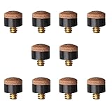 Gunwon 10 Pcs Screw on Tips 10 mm Replacement Cue Tips for Pool Cues and Snooker， Pool Cue Tips Hard Leather Screw-on Tips for Pool Cues and Snooker(Brown)