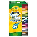 CRAYOLA SuperTips Washable Markers - Assorted Colours (Pack of 24) | Premium Felt Tip Pens That Can Easily Wash Off Skin & Clothing | Ideal for Kids Aged 3+