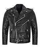 Mens Brando Biker Jacket Motorbike Genuine Cowhide Leather Mens Motorbike Classic Biker Fashion Leather Jacket (XL)