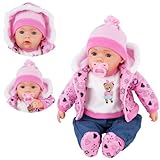 BiBi Doll 20" Baby Girl Doll - Large Lifelike Size, Soft Body, with Dummy & Sounds in Neon Pink Coat Outfit, Toy for Boys & Girls Aged 18 Months+