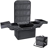 Feibrand Makeup Organiser Box Vanity Cases: Professional Cosmetic Boxes - Large Travel Make up Bag Storage Nail Art Kit Beauty Cases - Black Cosmetics Bags Organizer Set for Girls & Women