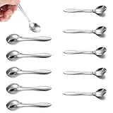 Stainless Steel Salt Spoon teaspoons Set of 10 Small Coffee Spoons Tiny Spoon Mini Spoons for Dessert Sugar Spices Jars Honey Sauce Serving Scoop Cute Little Condiment Espresso Scoop, Silver