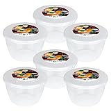 Just Pudding Basins Clear 1/2 Pint 280ml Basin Food Safe Plastic Bowls and Lids 6 Pack