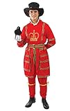 Mens Beefeater Royal Guard Soldier Uniform Stag Fancy Dress Costume, Red, X-Large