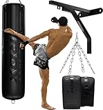 RDX Heavy 5FT Punch Bag Pro Training 2PC 3PC & 4PC, 25KG Pre Filled with 50KG Max Filling Capacity, Boxing Bag Set with Gloves, Bracket, Hanging Steel Chain, MMA Kickboxing Muay Thai BJJ Home Gym