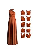 72STYLES Womens Burnt Orange Infinity Dress with Bandeau, Convertible, Bridesmaid, Long, Plus Size, Multi-Way, Twist Wrap