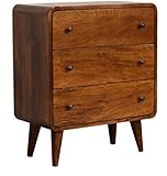 Scandinavian Chest Drawers Mid Century Danish Sideboard Rustic Solid Wood Cabinet Wooden Nordic Storage Furniture Vintage Retro Style Wooden Bedroom Unit (Small)