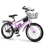 Purple Girls Mountain Bike - 24 Inch, Height Adjustable, Double Brake, Tool Kit Included for 6 to 12 Year Old Girls