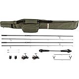 Mitchell GT Pro Carp Fishing Set, 2 Rods & Reels Combo with Pre-Spooled Line, Adjustable Rod Holder, Bite Alarms & Hangers, Beginner-Friendly Complete Carp Fishing Kit for Lakes & Rivers