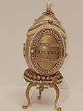 Unique Housewarming Gift for Parent Vintage Egg Ornament Wreath Antique Egg Best Friend Birthday Designer FABERGE Egg HANDCARVE 1989 ONLY ONE Music Trinket Friend Appreciation Gift Keepsake 24k Gold