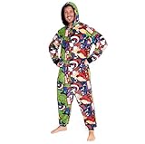 Marvel Onesies for Men and Teenagers - Hooded Fluffy Fleece Onesies For Men S-3XL Lounge Wear - Gifts for Men (Multi, 2XL)