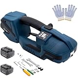 HIGHTOP Electric Strapping Machine with LCD Screen 2 * 4000mah Battery,Portable Electric Strapping Tool for 1/2-5/8Inch PP PET Straps,Automatic Pallet Packaging Banding Tools for Strapping