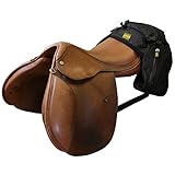 TrailMax English & Endurance Horse Saddle Bag; Horse Cantle Bag for English & Endurance Saddles w/ 3 Compartments & Quick Release Compression Straps; Rear English & Endurance Horse Saddle Bag; Black