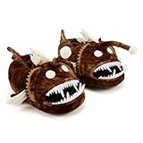 Zappi Co Angler Fish 3D Design Kids' Soft Slippers, Comfortable Indoor House Shoes for Boys and Girls (Kids UK Size 12-13)
