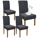 Granbest Premium Waterproof Dining Chair Covers Set of 4, Stretch High Back Chair Slipcovers for Dining Room, Washable Removable Chair Protector for Banquet, Kitchen, Party, Hotel (Grey, Pack of 4)
