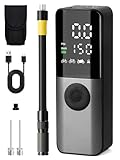Electric Bike Pump, 150Psi Portable Bicycle Tire Pump with Digital Pressure Gauge for E-Bike, Road and Mountain Bicycle Pump, Mini Bike Pump with Presta, Schrader, Dunlop Valve Accessories