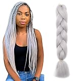 Ombre 4 Tones Braiding Hair Extensions Jumbo Braids Hair Extension Jumbo Braiding for Twist Braiding 24",1 Bundles - Silver Grey