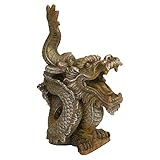 Aquatic Aquarium Decor Aged Golden Dragon Medium Fish Tank Ornament 7.5 x15 x19.5cm