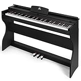 MUSTAR Digital Piano 88 Weighted Keys, Full Size 88 Key Piano Keyboard Semi Weighted, Home Electric Piano with Furniture Stand and Triple Pedal, Music Stand, USB MIDI, Black