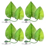 CVNRCLP Betta Bed Leaf Hammock Set - 4 Realistic & Lightweight Double Leaf Resting Spots for Betta Fish - BPA-Free, Comfortable & Safe Aquarium Decor