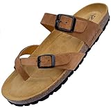 GONKOS®, Leather Sandals Women Men, Genuine Leather, Natural Cork, Mules Shoes For Mens Womens Ladies Sandals, Women's Mules, Toe Sandal, Quality Made in Spain, Color Muscade Suede Size 7