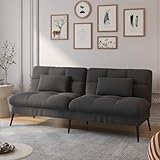 COMHOMA Fabric Sofa Bed 3 Seater Upgraded Frame 5-Gear Back Angle Adjustable Futon Sofa for Living Room, Guest Room (Fabric, Black)
