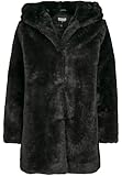 Urban Classics Women's Teddy Jacket Plush Coat Made of Teddy Fleece - Ladies Hooded Teddy Coat Parka, black, M UK
