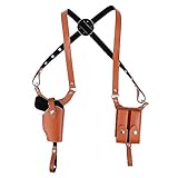 Tactical Shoulder Holster, Leather Underarm Double Holster w/Adjustable Strap,Pistol Gun Holster w/ 2 Mag Pouch for 1911 G45 43